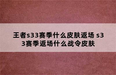 王者s33赛季什么皮肤返场 s33赛季返场什么战令皮肤